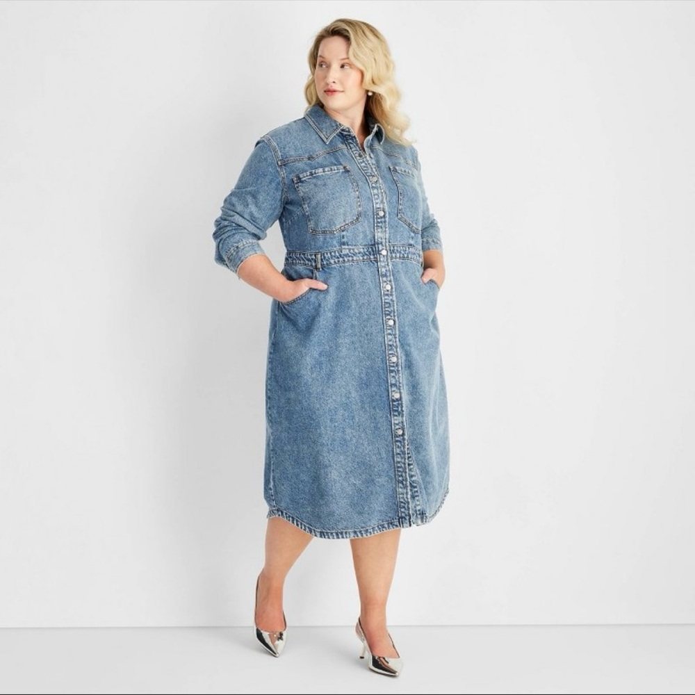 Denim Button-Down Dress